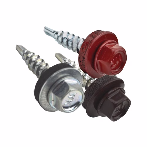 Surub autoforant rosu cap hexagonal EPDM 4.8 x 55 mm