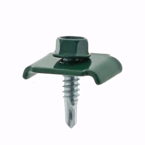 Clema de gard Verde si surub, 6.3 x 25 mm